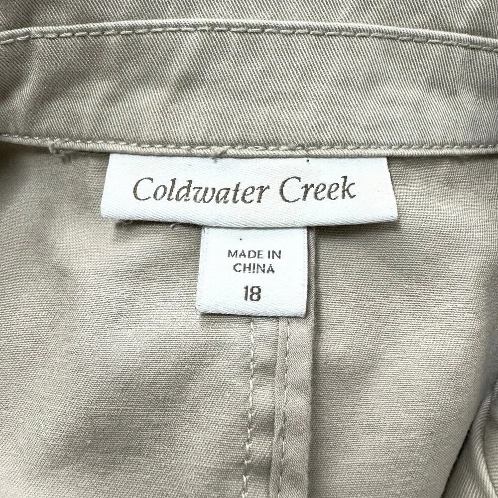 Coldwater Creek Utility Jacket Womens Plus Size 18 Tan Khaki Cotton Cargo Barn